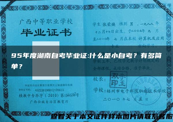 95年度湖南自考毕业证:什么是小自考？有多简单？