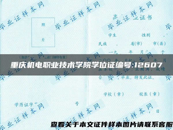 重庆机电职业技术学院学位证编号:12607