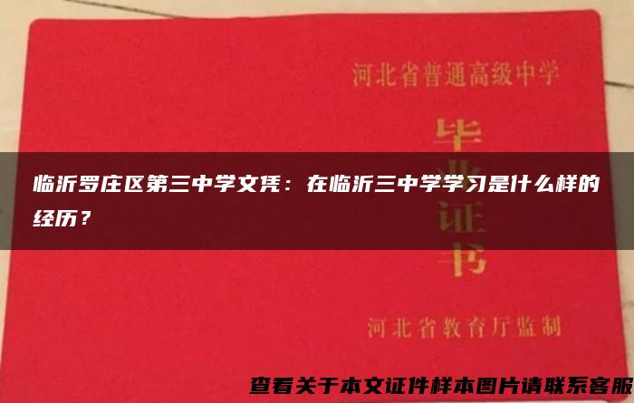 临沂罗庄区第三中学文凭：在临沂三中学学习是什么样的经历？