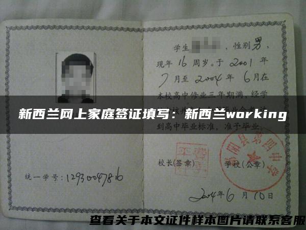 新西兰网上家庭签证填写：新西兰working