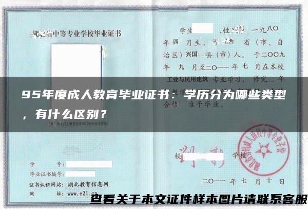 95年度成人教育毕业证书：学历分为哪些类型，有什么区别？