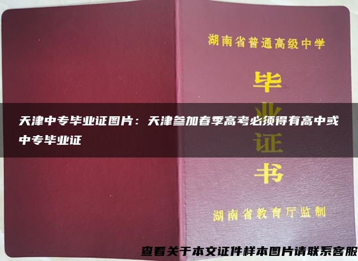 天津中专毕业证图片：天津参加春季高考必须得有高中或中专毕业证