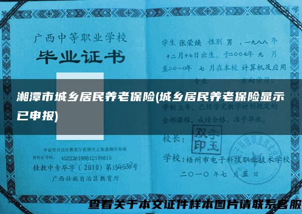 湘潭市城乡居民养老保险(城乡居民养老保险显示已申报)