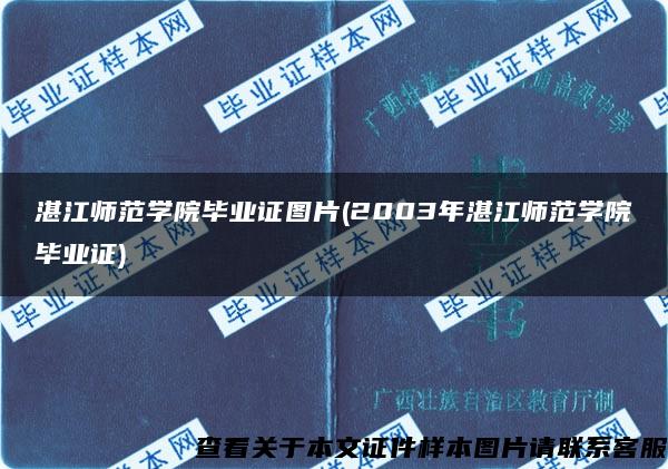 湛江师范学院毕业证图片(2003年湛江师范学院毕业证)