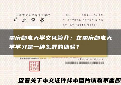 重庆邮电大学文凭简介：在重庆邮电大学学习是一种怎样的体验？