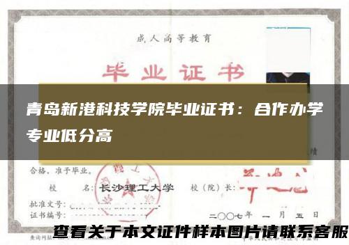 青岛新港科技学院毕业证书：合作办学专业低分高