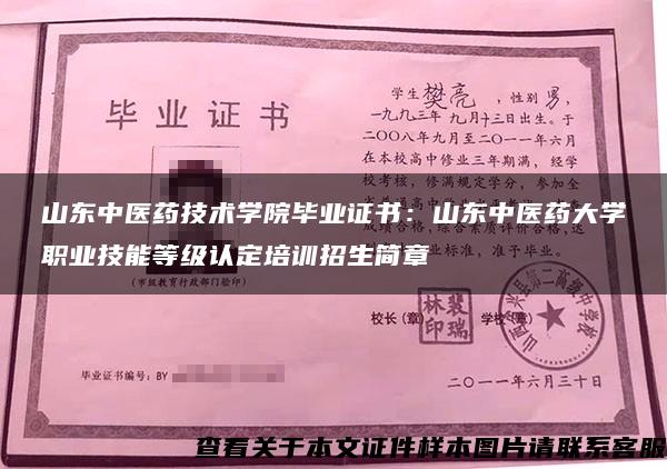 山东中医药技术学院毕业证书：山东中医药大学职业技能等级认定培训招生简章