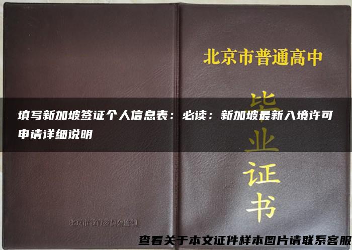 填写新加坡签证个人信息表：必读：新加坡最新入境许可申请详细说明