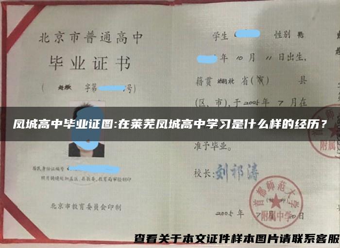 凤城高中毕业证图:在莱芜凤城高中学习是什么样的经历？