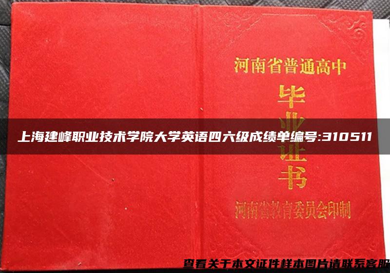 上海建峰职业技术学院大学英语四六级成绩单编号:310511