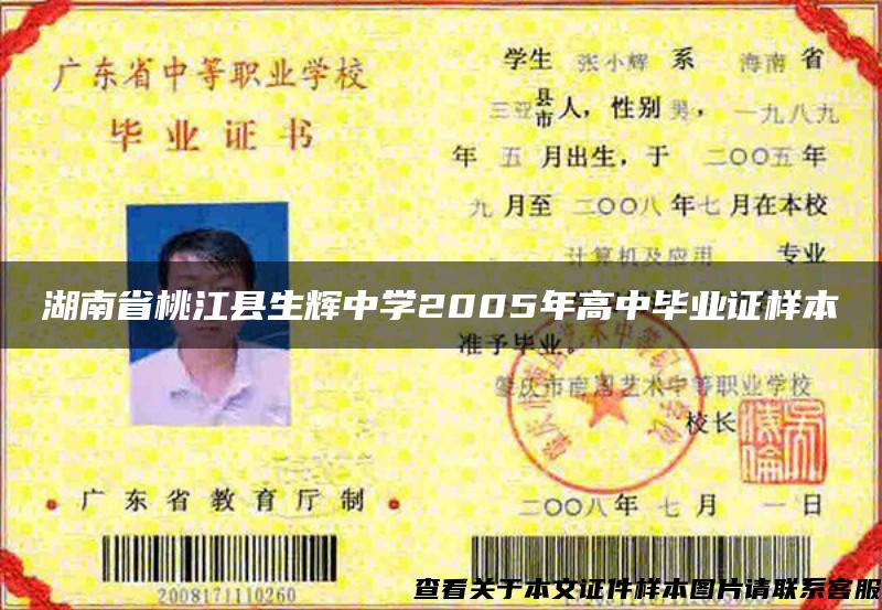 湖南省桃江县生辉中学2005年高中毕业证样本