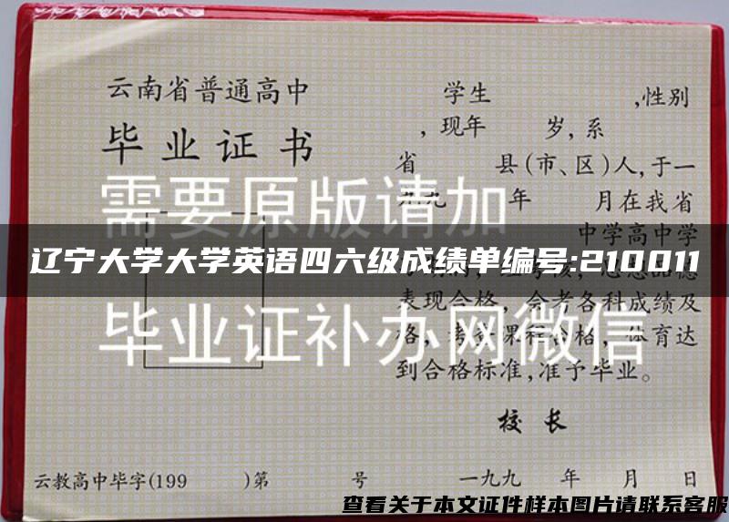 辽宁大学大学英语四六级成绩单编号:210011