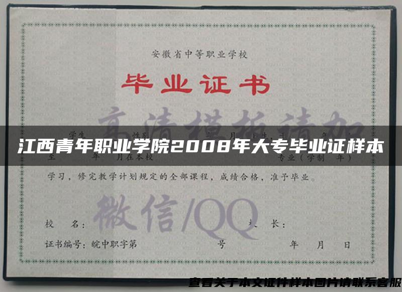 江西青年职业学院2008年大专毕业证样本