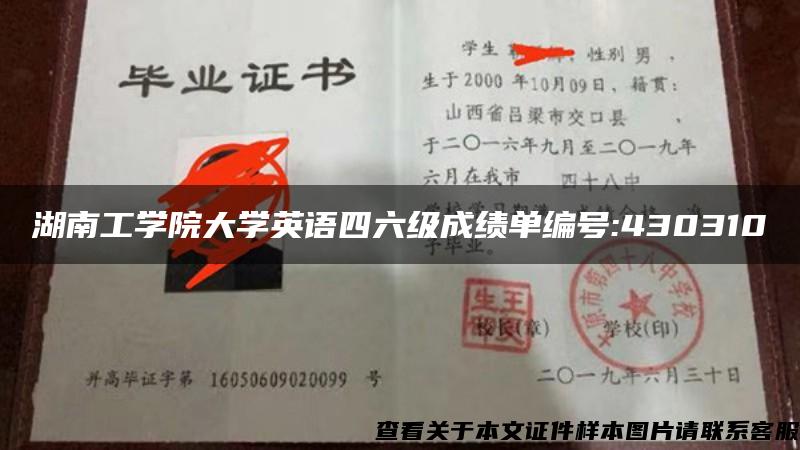 湖南工学院大学英语四六级成绩单编号:430310