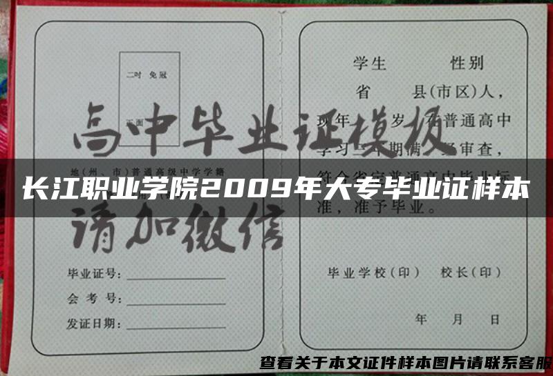 长江职业学院2009年大专毕业证样本