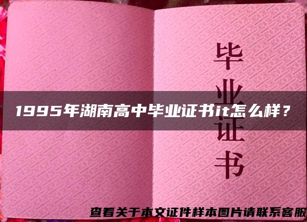 1995年湖南高中毕业证书it怎么样？