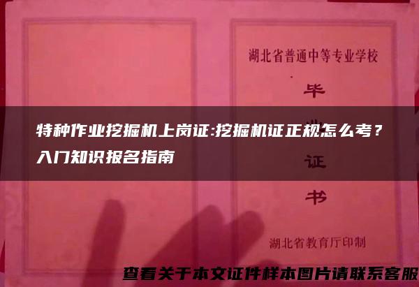 特种作业挖掘机上岗证:挖掘机证正规怎么考？入门知识报名指南