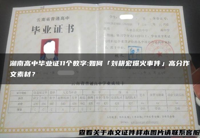 湖南高中毕业证11个数字:如何「刘耕宏爆火事件」高分作文素材？