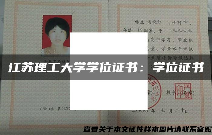 江苏理工大学学位证书：学位证书