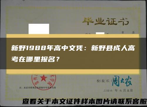 新野1988年高中文凭：新野县成人高考在哪里报名？