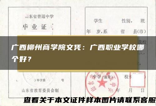 广西柳州商学院文凭：广西职业学校哪个好？