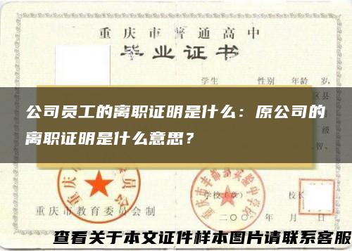 公司员工的离职证明是什么：原公司的离职证明是什么意思？