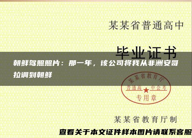 朝鲜驾照照片：那一年，该公司将我从非洲安哥拉调到朝鲜