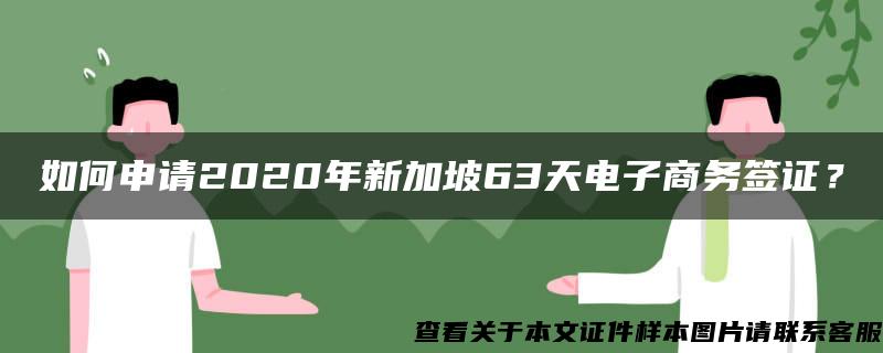 如何申请2020年新加坡63天电子商务签证？