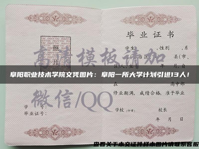 阜阳职业技术学院文凭图片：阜阳一所大学计划引进13人！