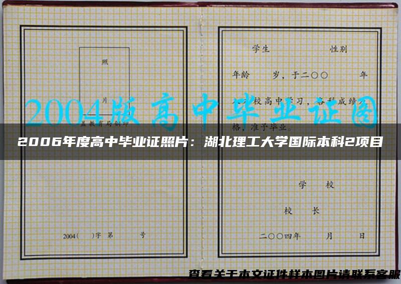 2006年度高中毕业证照片：湖北理工大学国际本科2项目