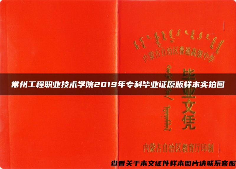 常州工程职业技术学院2019年专科毕业证原版样本实拍图