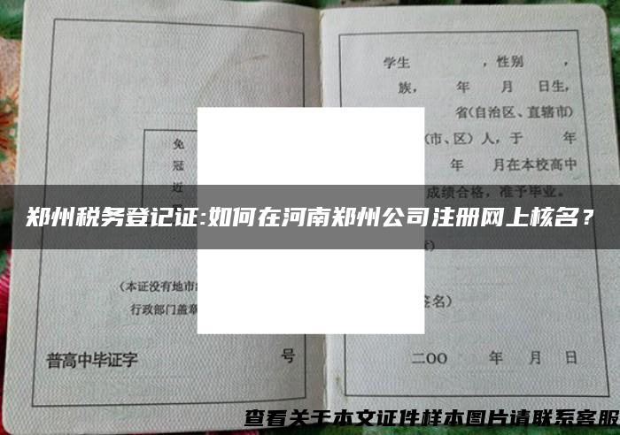 郑州税务登记证:如何在河南郑州公司注册网上核名？