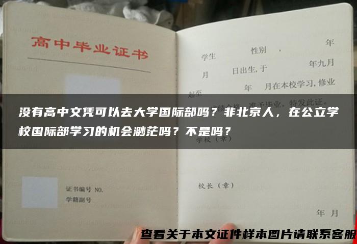 没有高中文凭可以去大学国际部吗？非北京人，在公立学校国际部学习的机会渺茫吗？不是吗？