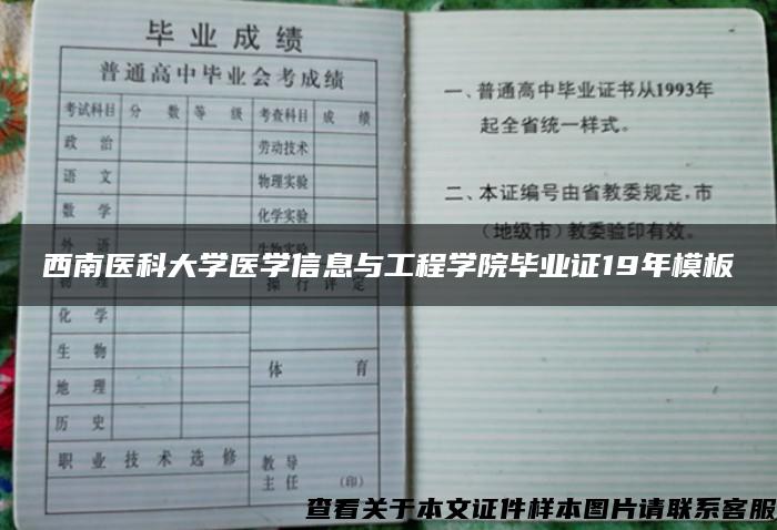 西南医科大学医学信息与工程学院毕业证19年模板