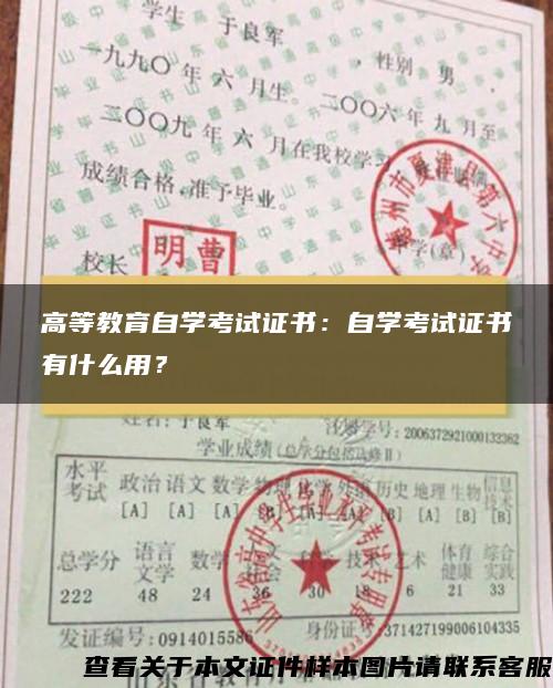 高等教育自学考试证书：自学考试证书有什么用？