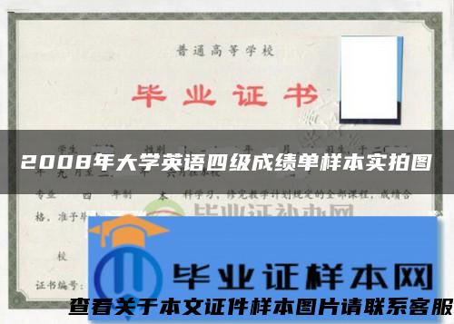 2008年大学英语四级成绩单样本实拍图