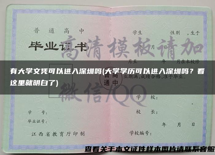 有大学文凭可以进入深圳吗(大学学历可以进入深圳吗？看这里就明白了)