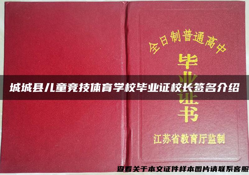 城城县儿童竞技体育学校毕业证校长签名介绍