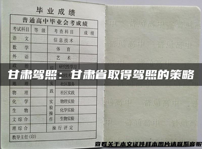 甘肃驾照：甘肃省取得驾照的策略