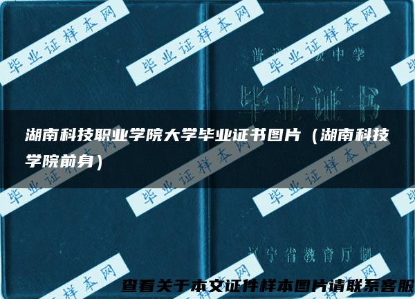 湖南科技职业学院大学毕业证书图片（湖南科技学院前身）