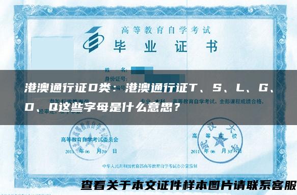 港澳通行证D类：港澳通行证T、S、L、G、D、Q这些字母是什么意思？