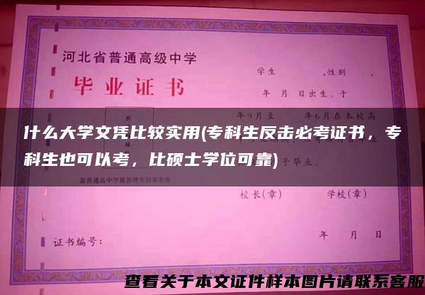 什么大学文凭比较实用(专科生反击必考证书，专科生也可以考，比硕士学位可靠)