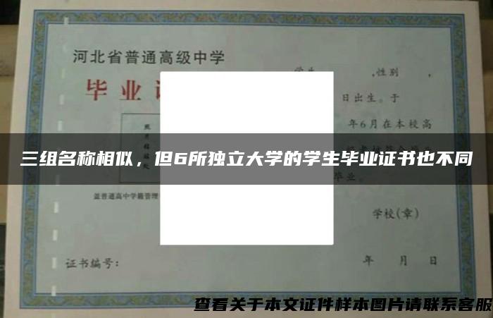 三组名称相似，但6所独立大学的学生毕业证书也不同