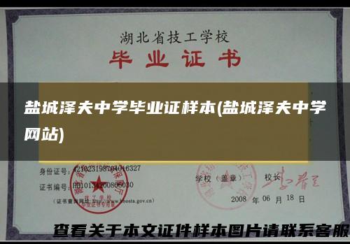 盐城泽夫中学毕业证样本(盐城泽夫中学网站)