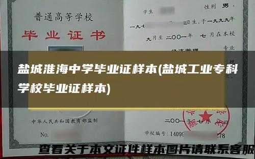 盐城淮海中学毕业证样本(盐城工业专科学校毕业证样本)