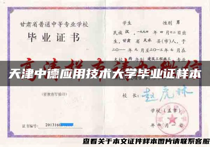 天津中德应用技术大学毕业证样本