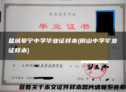 盐城阜宁中学毕业证样本(铜山中学毕业证样本)