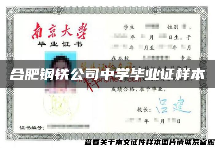 合肥钢铁公司中学毕业证样本