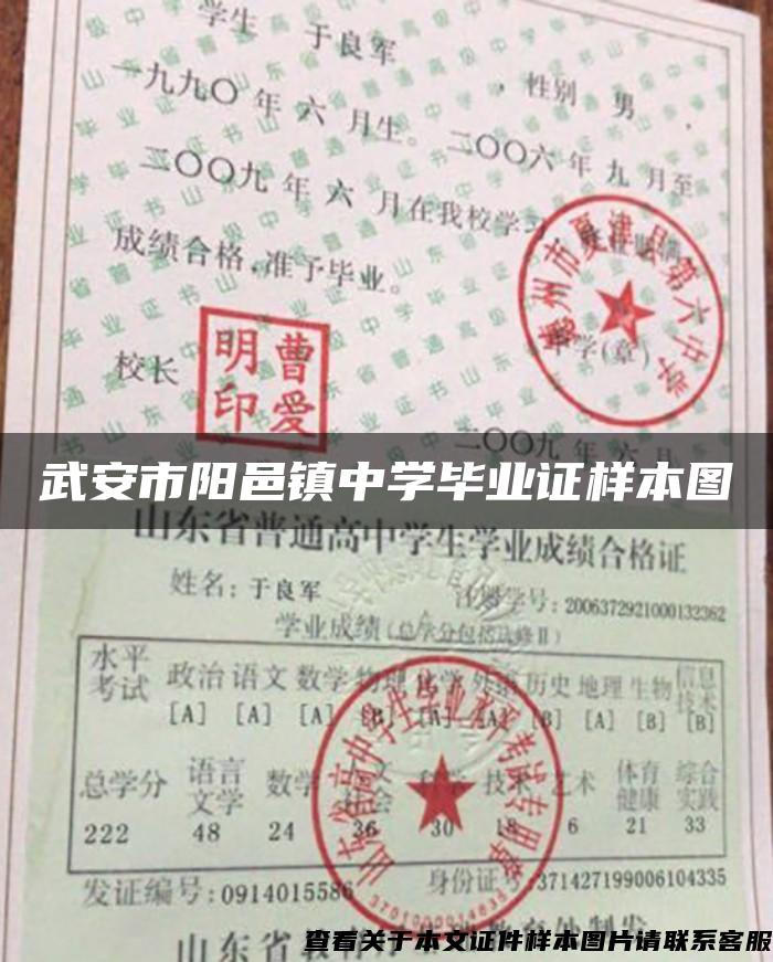 武安市阳邑镇中学毕业证样本图