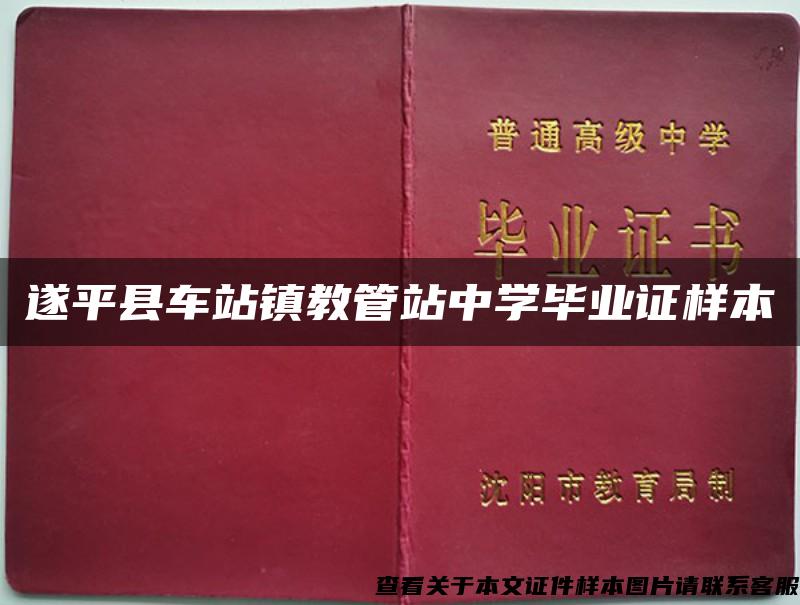 遂平县车站镇教管站中学毕业证样本